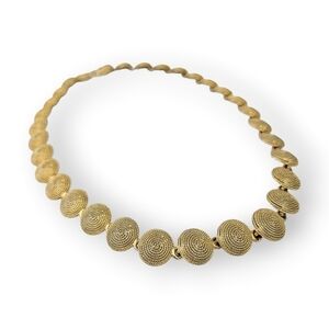 Vintage Rope Spiral Chain Necklace Round Link Matte Gold Plated 80s 17.5" Long